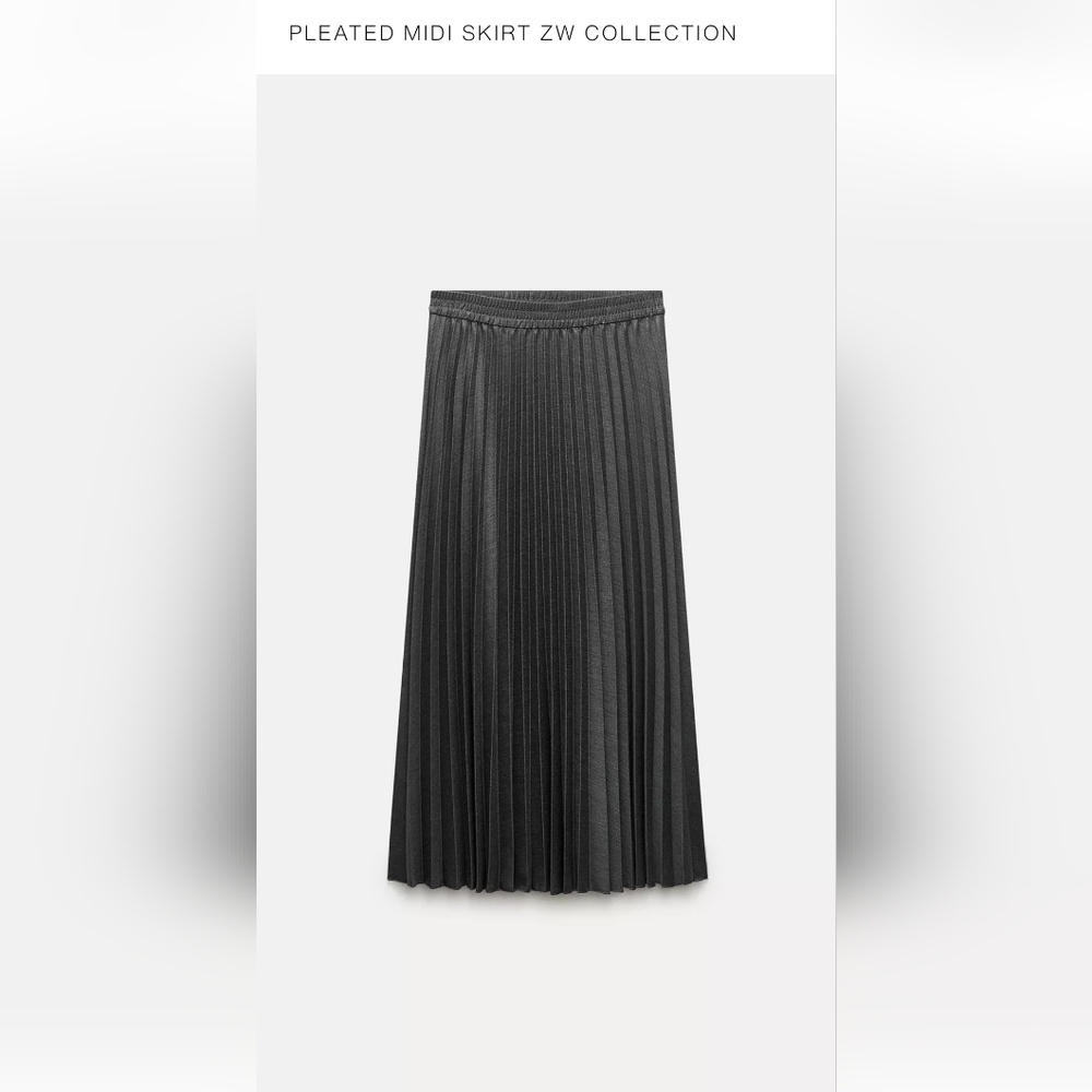 Zara Grey Maxi Pleated Skirt